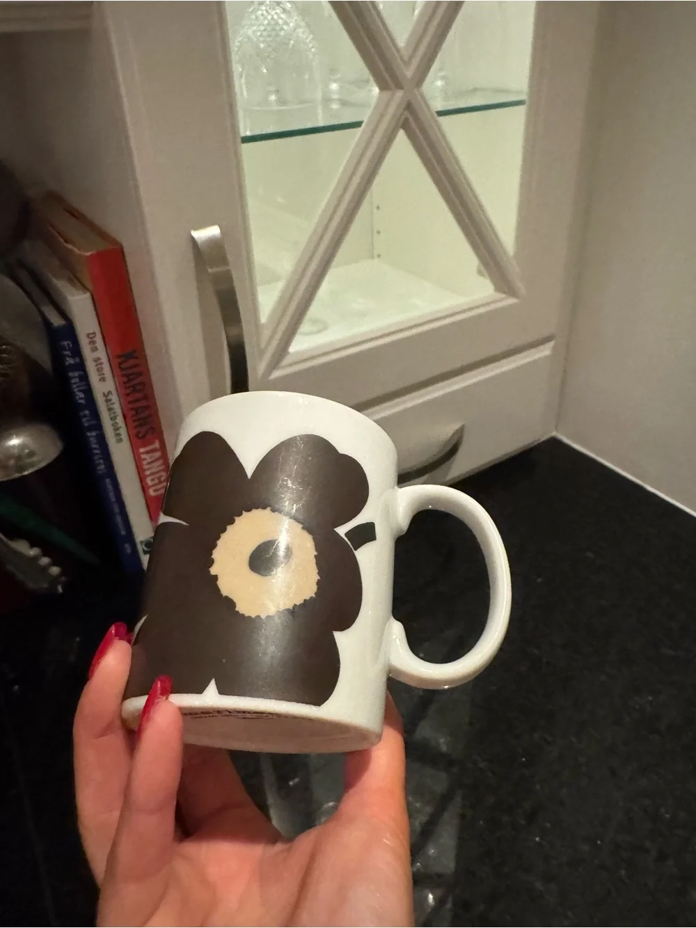 Marimekko Finland UNIKKO Brown Black Floral Coffee Tea Mug